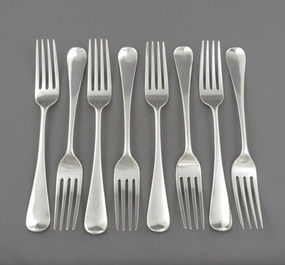 8 Victorian Old English Pattern Dinner Forks - JH Tee Antiques