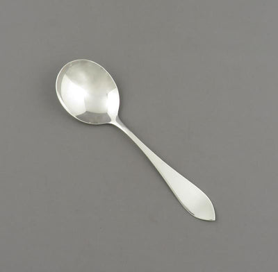 Birks Tudor Plain Pattern Silver Cream Soup Spoon - JH Tee Antiques