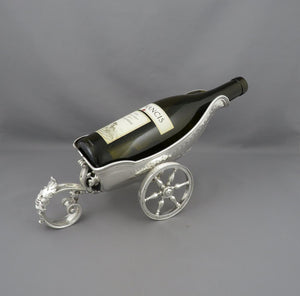 Antique silver french 950 wine bottle carriage or wine wagon