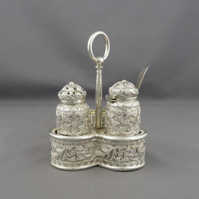 Indian Silver Cruet Set - JH Tee Antiques