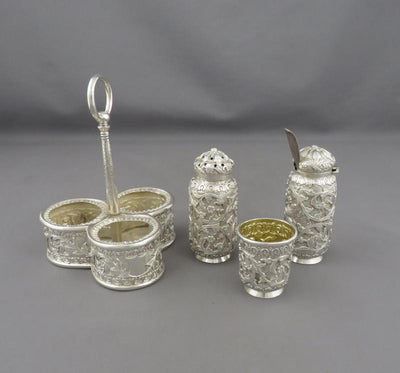 Indian Silver Cruet Set - JH Tee Antiques