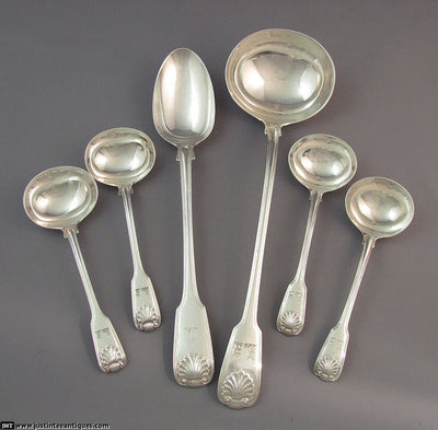 Fiddle Thread & Shell Flatware Service for 24 - JH Tee Antiques