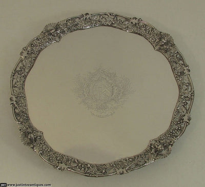 Massive George II Silver Salver - JH Tee Antiques