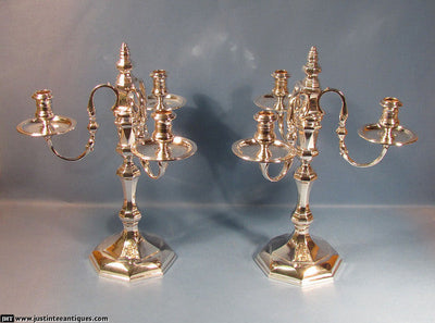 George I Style Silver Candelabra - JH Tee Antiques