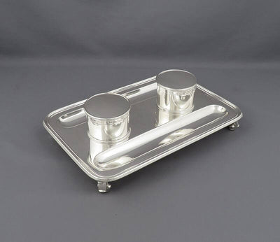 English Sterling Silver Inkstand - JH Tee Antiques