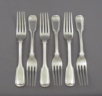 George Adams Fiddle Pattern Silver Dinner Forks - JH Tee Antiques