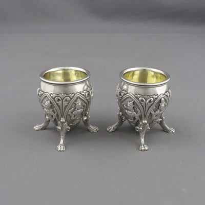 Pair of Indian Sterling Silver Salts - JH Tee Antiques
