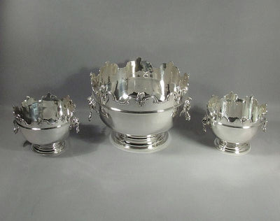 Set of 3 Silver Monteith Bowls - JH Tee Antiques