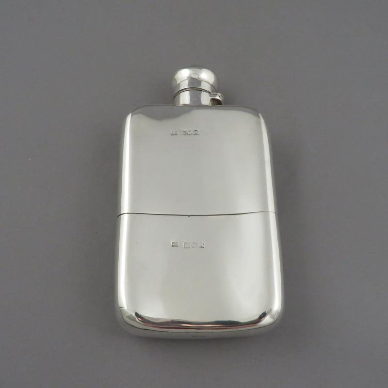 Edwardian Sterling Silver Hip Flask - JH Tee Antiques