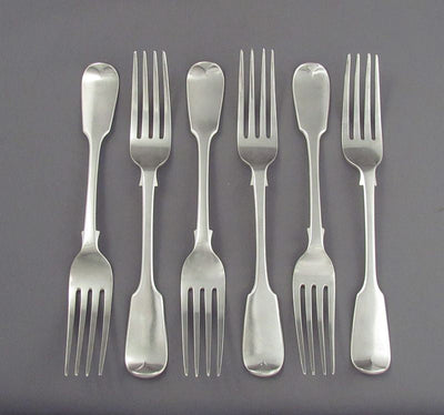 George Adams Fiddle Pattern Silver Table Forks - JH Tee Antiques