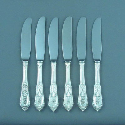 6 Wallace Rosepoint Sterling Butter Spreaders - JH Tee Antiques