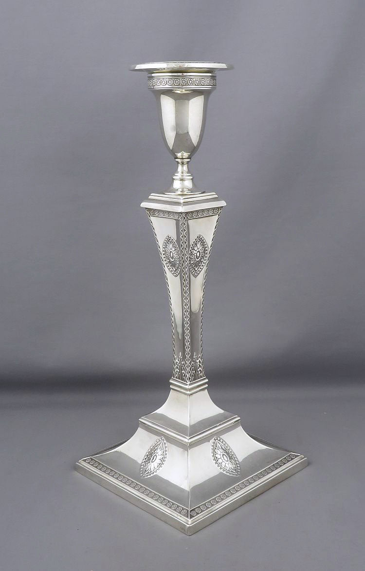 Edwardian Sterling Silver Candlesticks - JH Tee Antiques