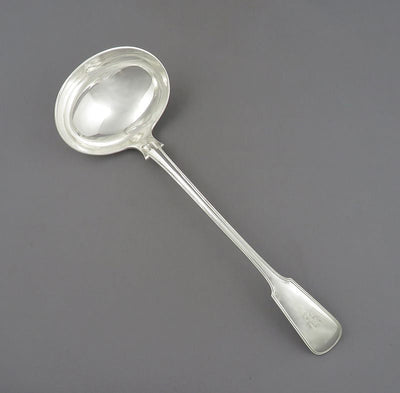 Fiddle Thread Pattern Silver Soup Ladle - JH Tee Antiques