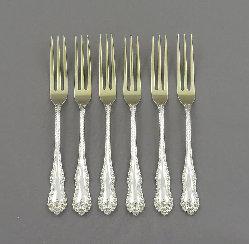 6 Gadroon Pattern Sterling Silver Strawberry Forks - JH Tee Antiques