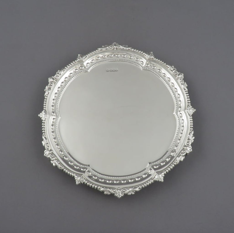 George V Sterling Silver Salver - JH Tee Antiques