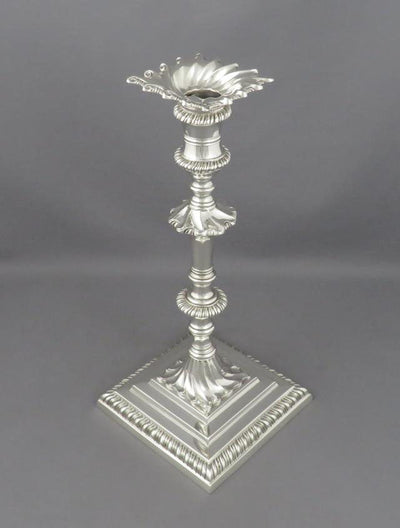Set of Four George III Sterling Silver Candlesticks - JH Tee Antiques