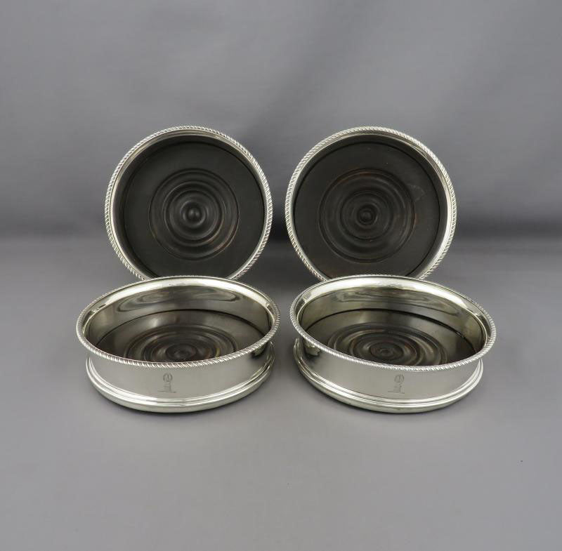 Four George III Silver Wine Coasters - JH Tee Antiques