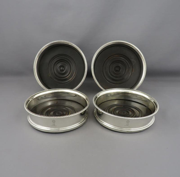Four George III Silver Wine Coasters - JH Tee Antiques