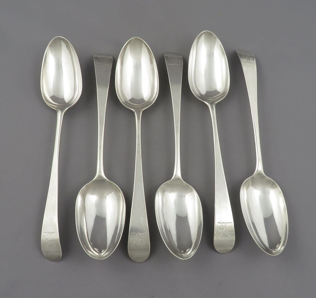 Six Hester Bateman Silver Tablespoons - JH Tee Antiques