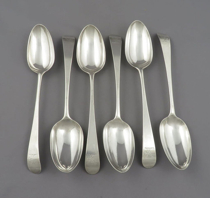 Six Hester Bateman Silver Tablespoons - JH Tee Antiques
