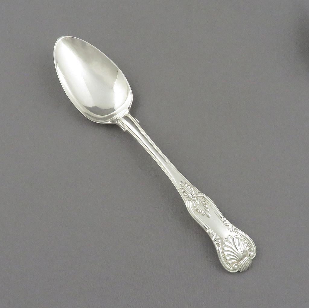 6 Kings Pattern Sterling Silver Dessert Spoons - JH Tee Antiques