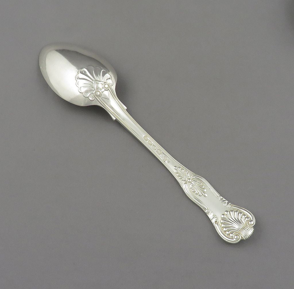 6 Kings Pattern Sterling Silver Dessert Spoons - JH Tee Antiques