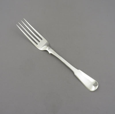 8 George III Sterling Silver Fiddle Dinner Forks - JH Tee Antiques