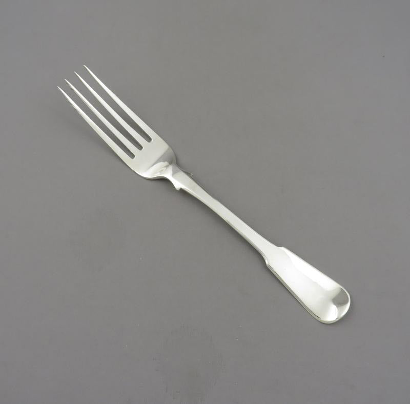 8 George III Sterling Silver Fiddle Dinner Forks - JH Tee Antiques