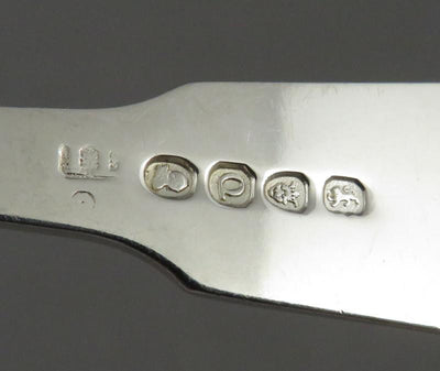 8 George III Sterling Silver Fiddle Dinner Forks - JH Tee Antiques