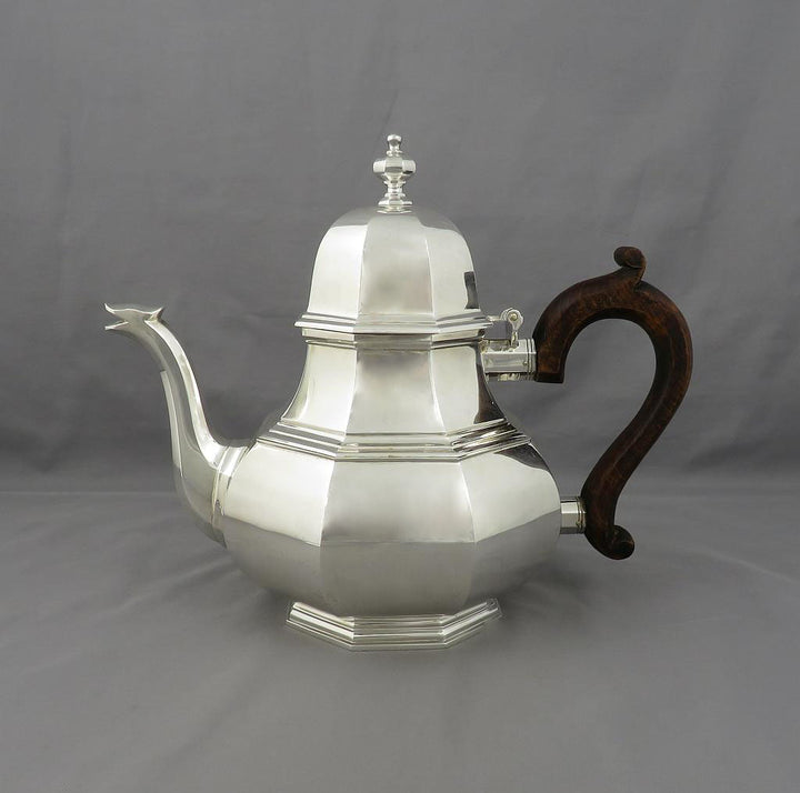 English Queen Anne Style Silver Teapot - JH Tee Antiques