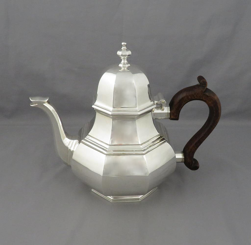 English Queen Anne Style Silver Teapot - JH Tee Antiques