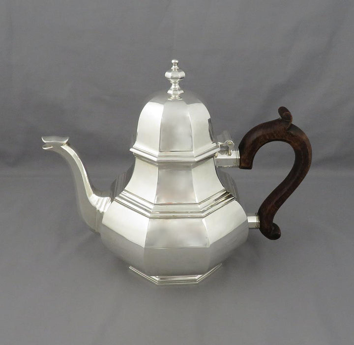 English Queen Anne Style Silver Teapot - JH Tee Antiques