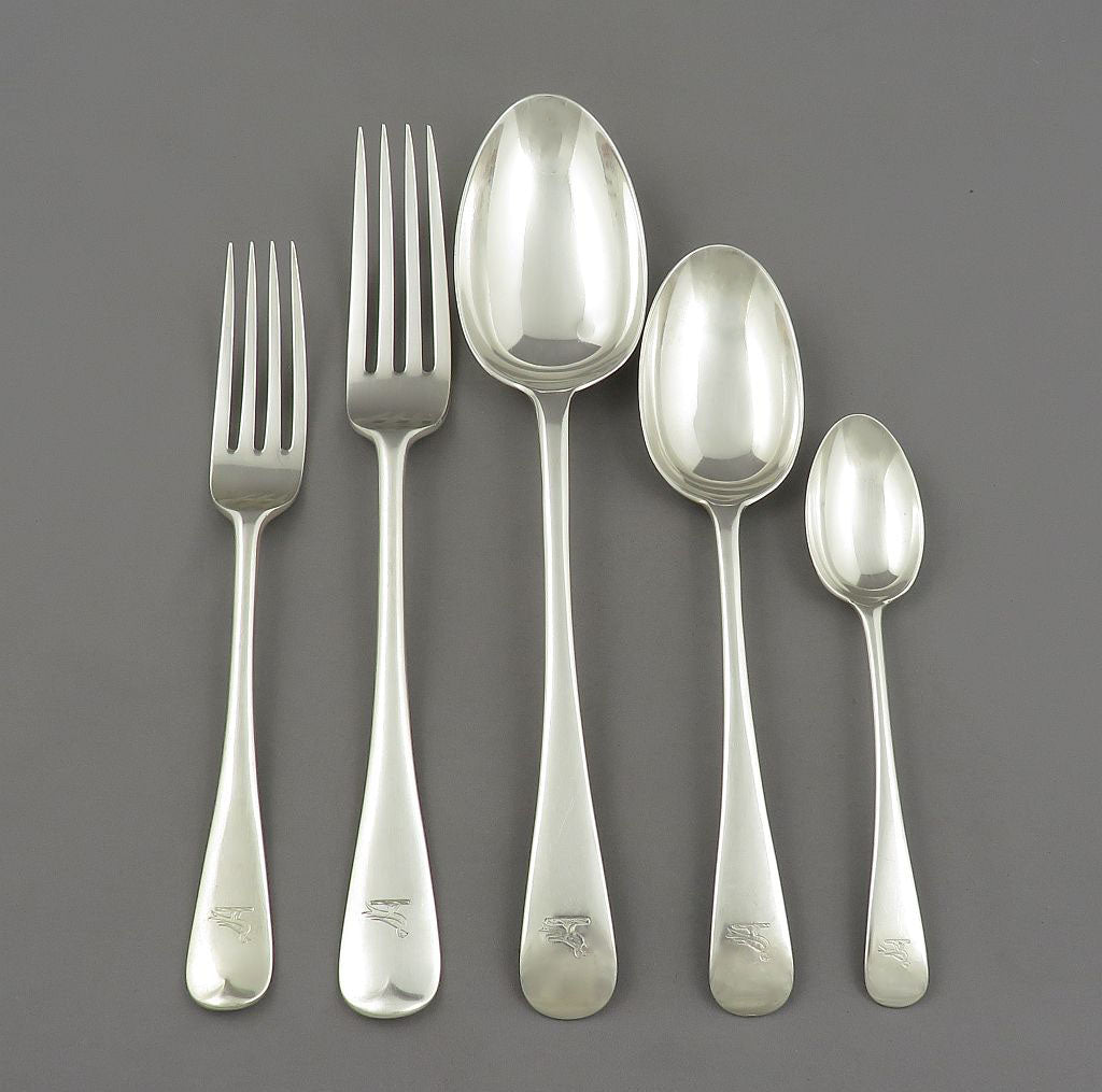 Edwardian Old English Pattern Silver Flatware Set