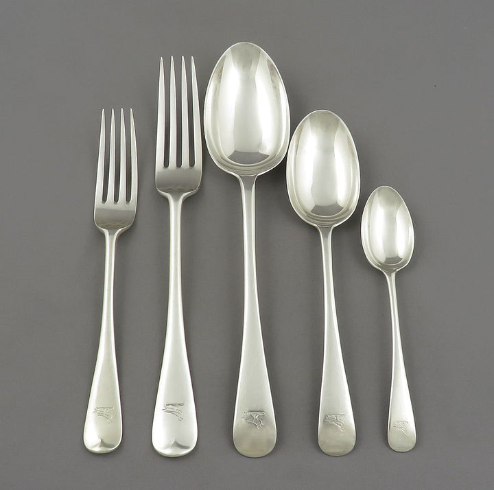 Edwardian Old English Pattern Silver Flatware Set