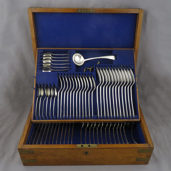 Edwardian Old English Pattern Silver Flatware Set