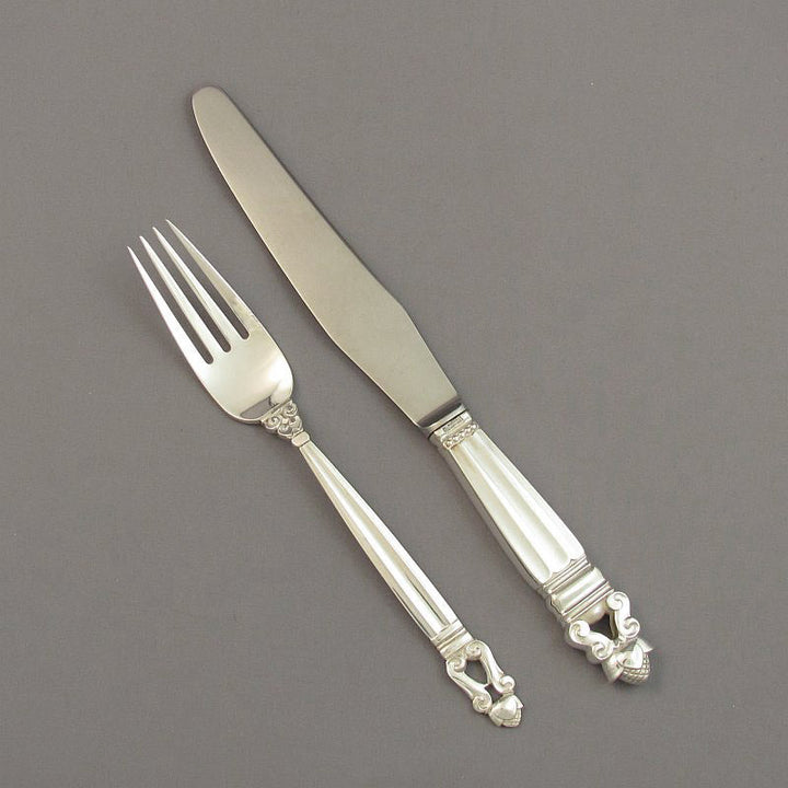 Georg Jensen Acorn Flatware Set for 12 - JH Tee Antiques