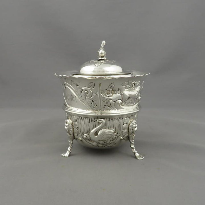 Edwardian Sterling Silver Tea Caddy - JH Tee Antiques