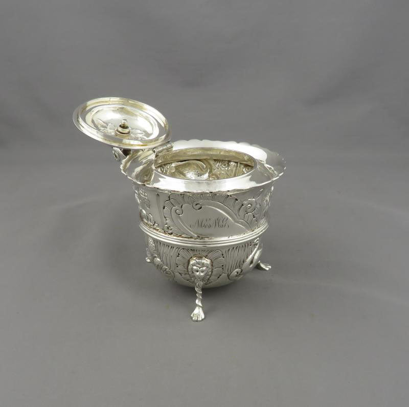 Edwardian Sterling Silver Tea Caddy - JH Tee Antiques