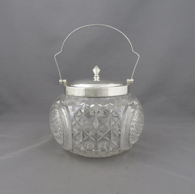 Sterling Silver and Glass Biscuit Box - JH Tee Antiques