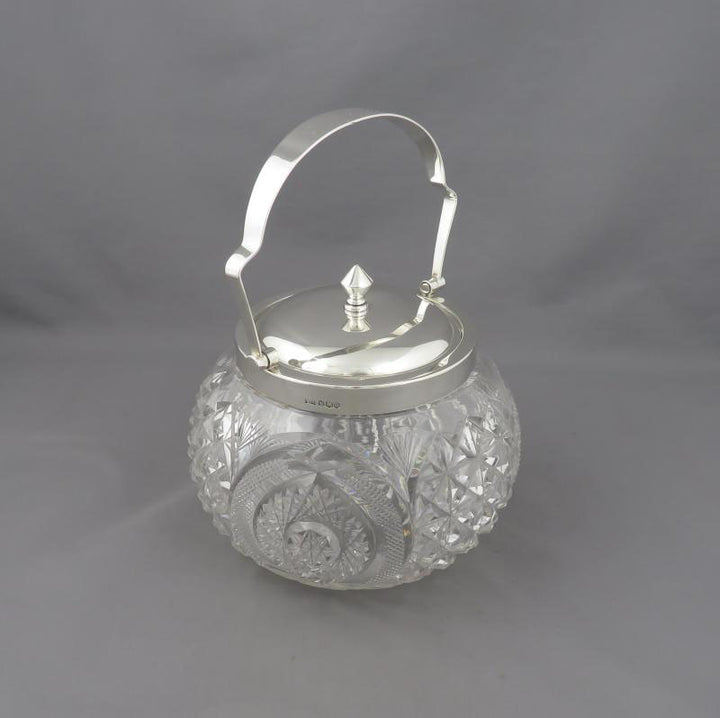 Sterling Silver and Glass Biscuit Box - JH Tee Antiques