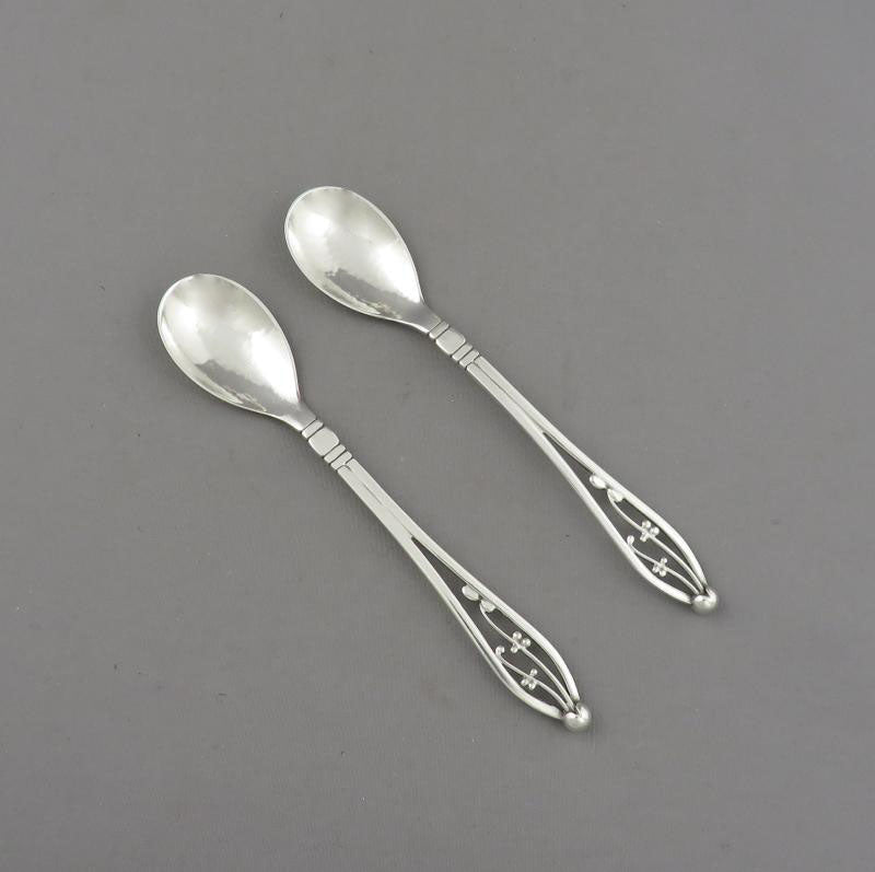 Pair of Georg Jensen Silver Preserve Spoons - JH Tee Antiques