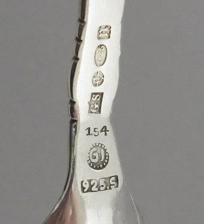 Pair of Georg Jensen Silver Preserve Spoons - JH Tee Antiques