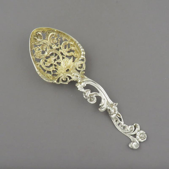 Pair of Victorian Sterling Silver Berry Spoons - JH Tee Antiques