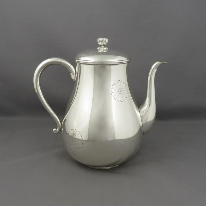 Large Antique Japanese Silver Teapot - JH Tee Antiques