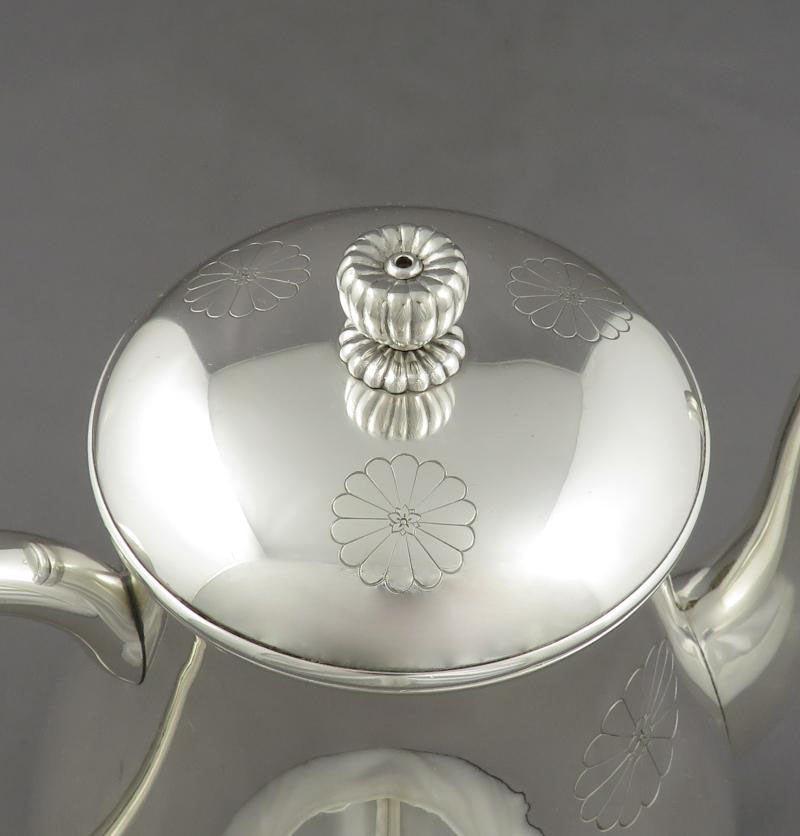 Large Antique Japanese Silver Teapot - JH Tee Antiques