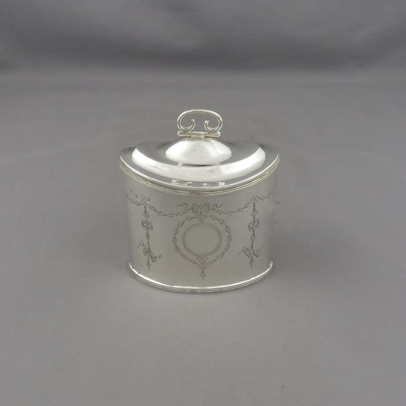 George V Sterling Silver Tea Caddy - JH Tee Antiques
