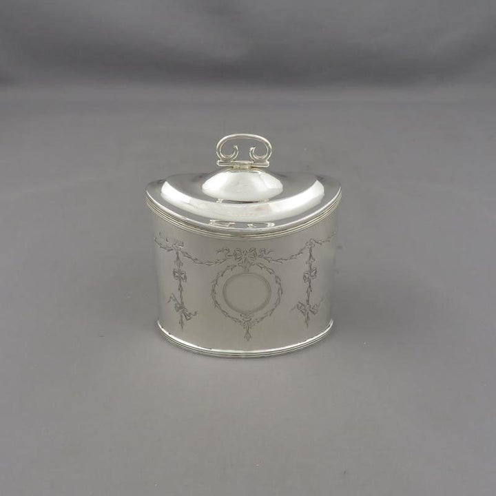 George V Sterling Silver Tea Caddy - JH Tee Antiques