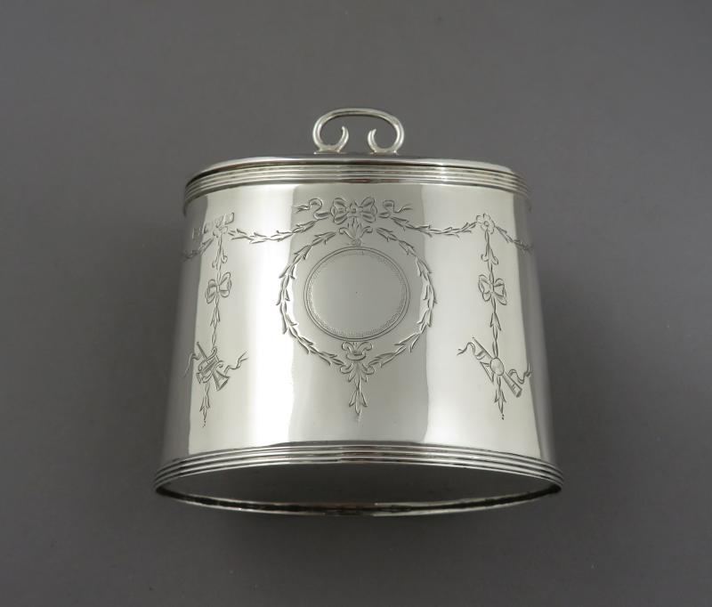 George V Sterling Silver Tea Caddy - JH Tee Antiques