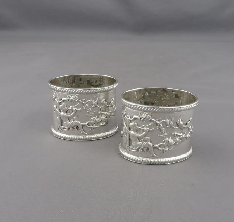 Pair of Edwardian Sterling Silver Napkin Rings - JH Tee Antiques
