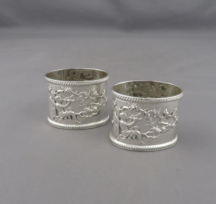 Pair of Edwardian Sterling Silver Napkin Rings - JH Tee Antiques